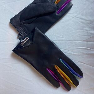 KURT GEIGER LONDON RAINBOW FOURCHETTE LEATHER GLOVES.